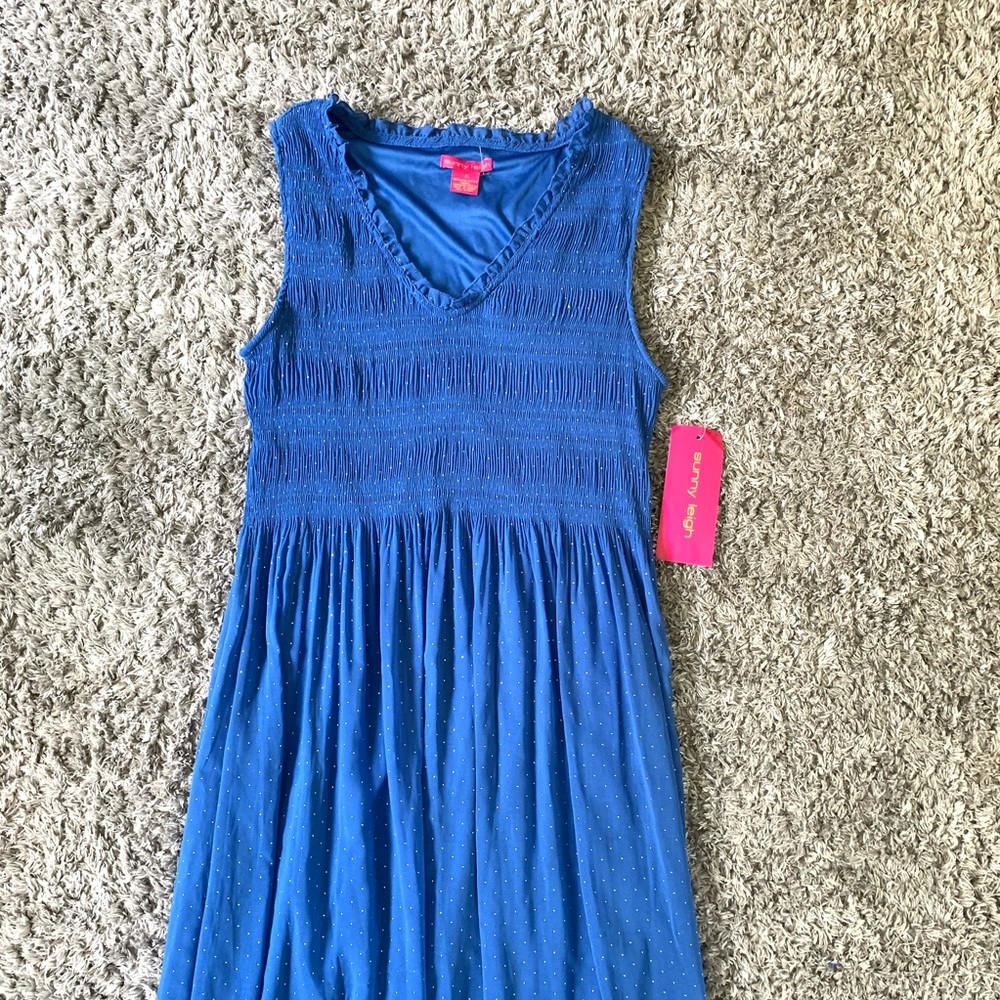 sunny leigh blue smocked maxi dress - Picture 5 of 5